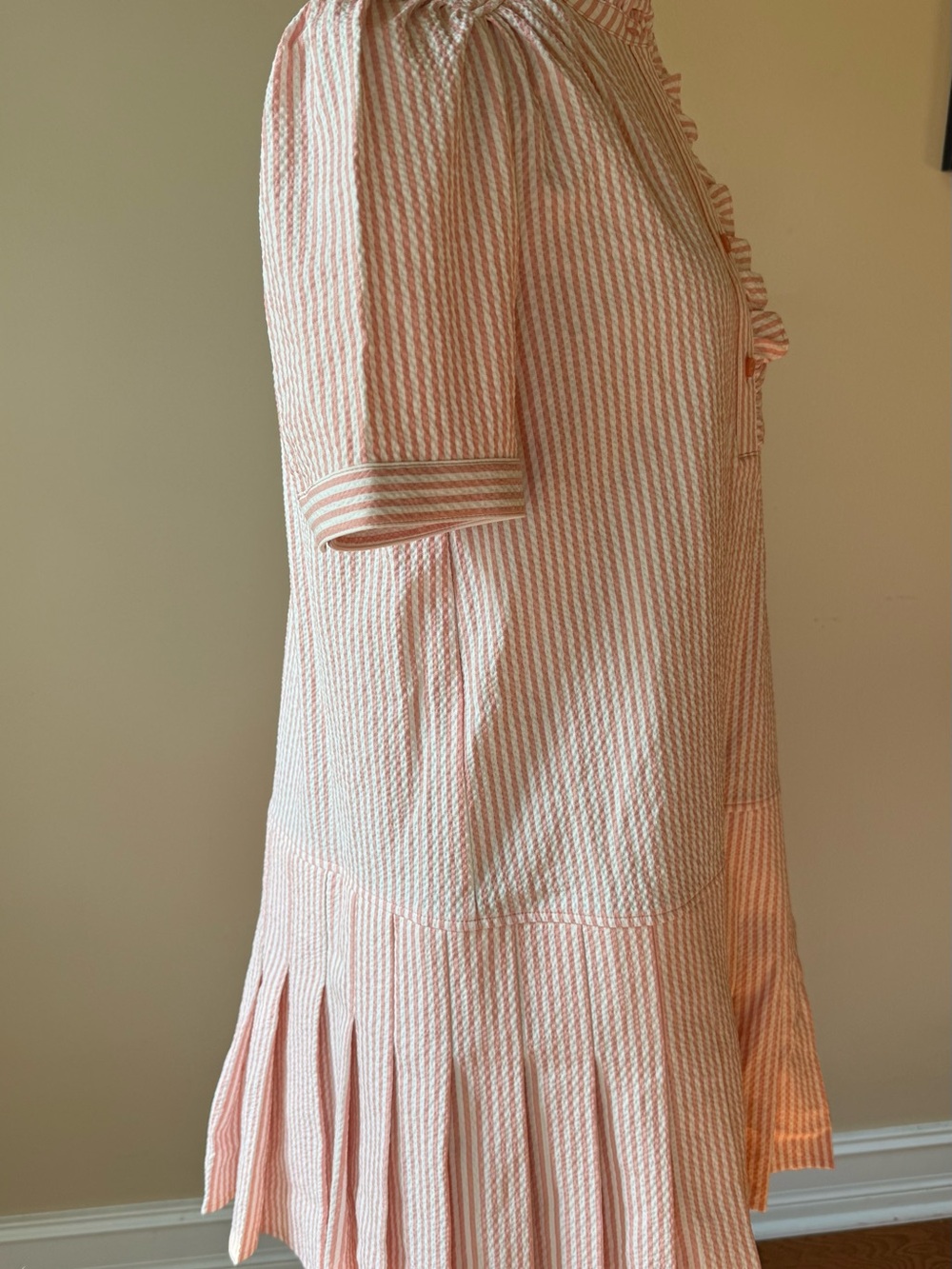 kate spade Seersucker Pleated Shirt Dress Sz Small - Picture 9 of 11